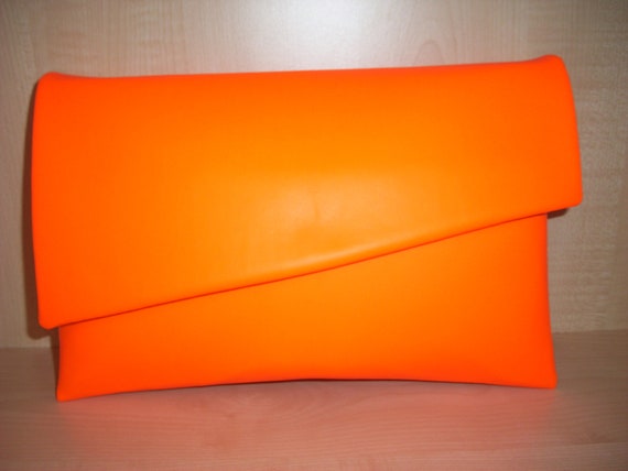bright orange clutch bag