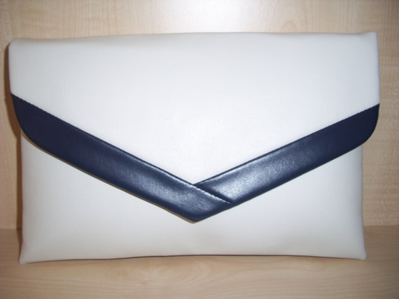 large navy clutch bag