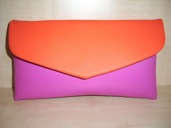 bright orange clutch bag