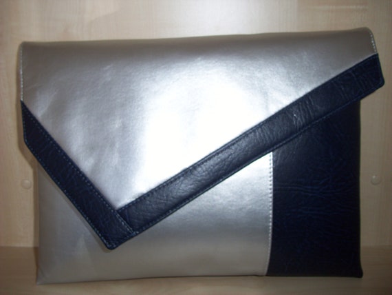 large navy clutch bag