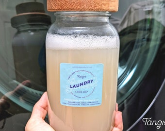 Laundry Concentrate by Tangie. Zero waste laundry soap. Makes 1 gallon liquid laundry detergent. Fragrance free. Baby laundry. Made in USA.