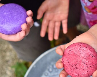 Kids Watermelon Shampoo Bar. Package-Free. Great Lather. Made in America. Plastic free packaging. Cruelty free certified. Tangie.