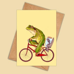 Carte de voeux - Grenouille vélo