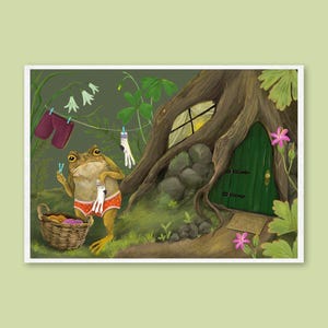 Art Print - Laundry Toad - Fun, humorous illustration, wall art