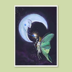Art Print - Luna Moth - Fantasy nature illustration, wall art