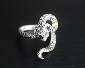 Tiny snake ring Adjustable serpent ring Gothic Witch jewelry Snake wrap around ring Occult cobra ring