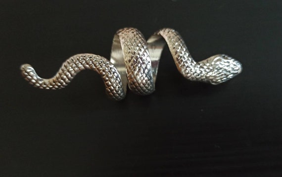 Statement Silver Snake Ring – Gothic Serpent Jewe… - image 7