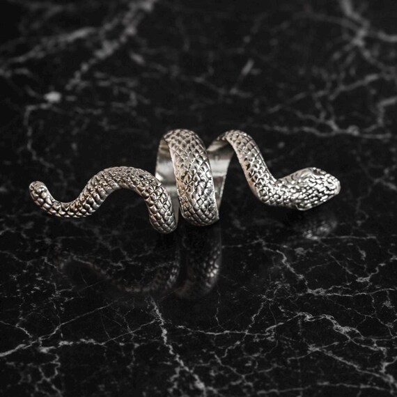 Statement Silver Snake Ring – Gothic Serpent Jewe… - image 3