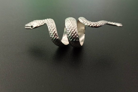 Statement Silver Snake Ring – Gothic Serpent Jewe… - image 6