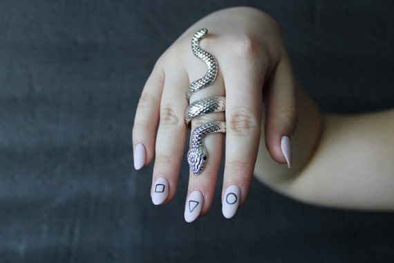 Statement Silver Snake Ring – Gothic Serpent Jewe… - image 10