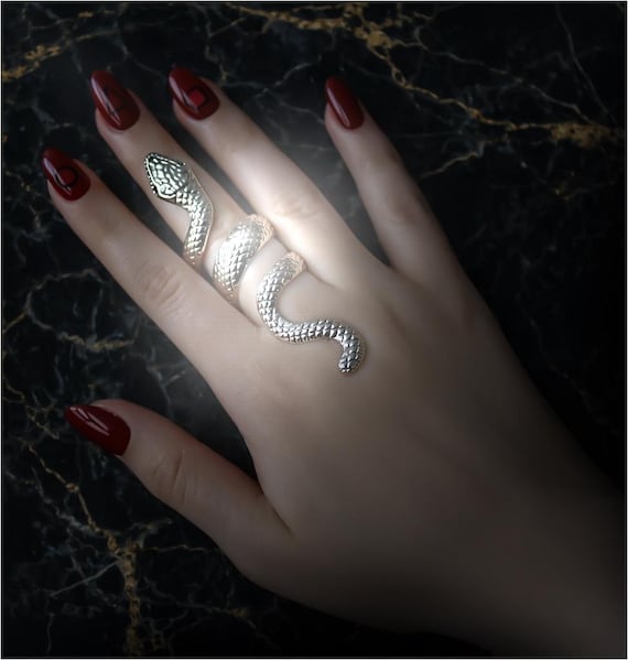 Statement Silver Snake Ring – Gothic Serpent Jewe… - image 2