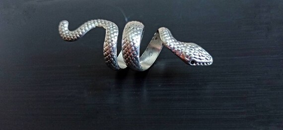 Statement Silver Snake Ring – Gothic Serpent Jewe… - image 4