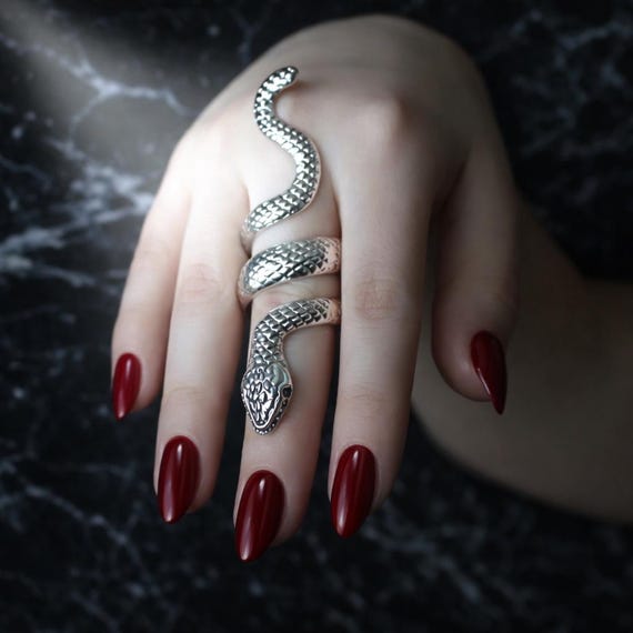 Statement Silver Snake Ring – Gothic Serpent Jewe… - image 1
