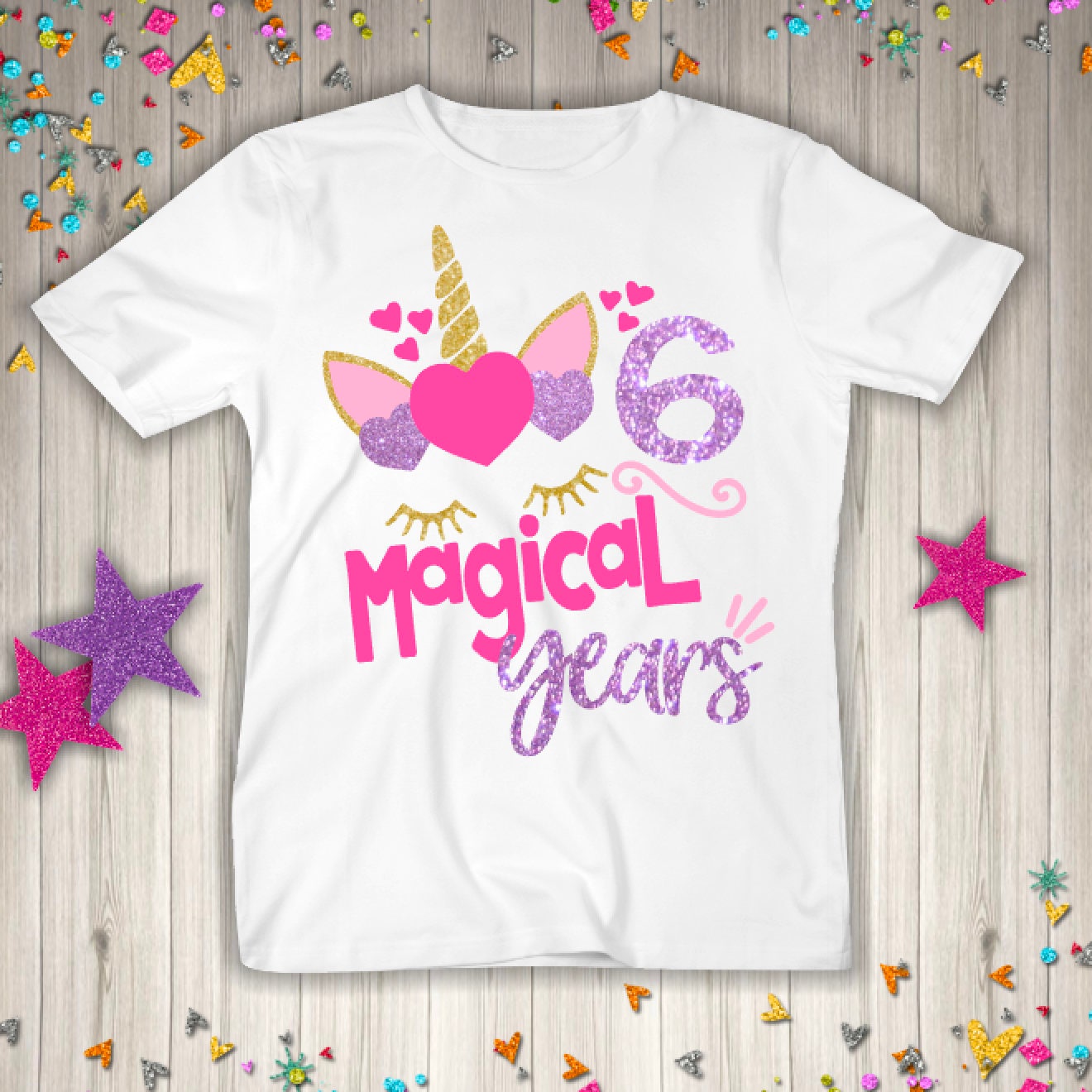 Download Six Unicorn Birthday Shirt 6th Birthday Girl Six Birthday ...