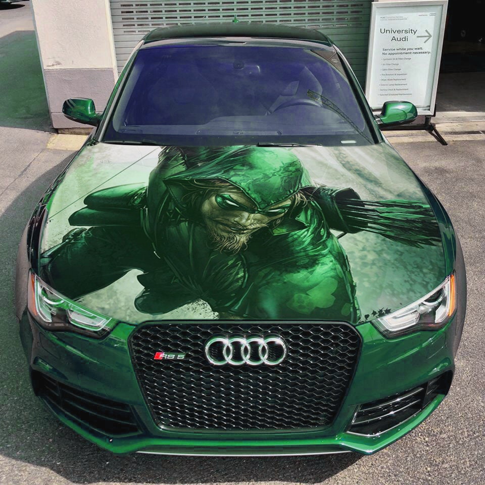 Vinyl Car Hood Wrap Full Color Graphics Decal Green Arrow Etsy