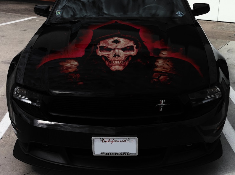 vinyl car hood full color wrap graphics decal death face skull etsy