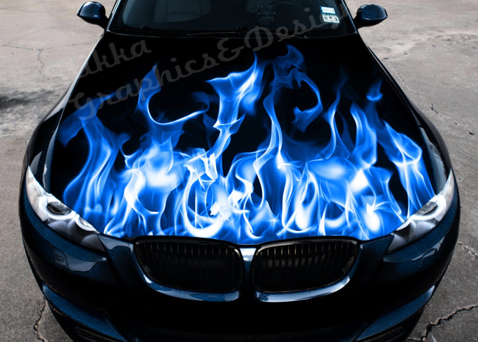 Vinyl Car Hood Full Color Wrap Graphics Decal Blue Fire | Etsy