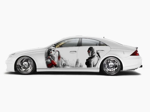 SET OF 2 SIDE MIRROR JOKER AND HARLEY GRAPHIC VINYL DECAL CAR TRUCK STICKER