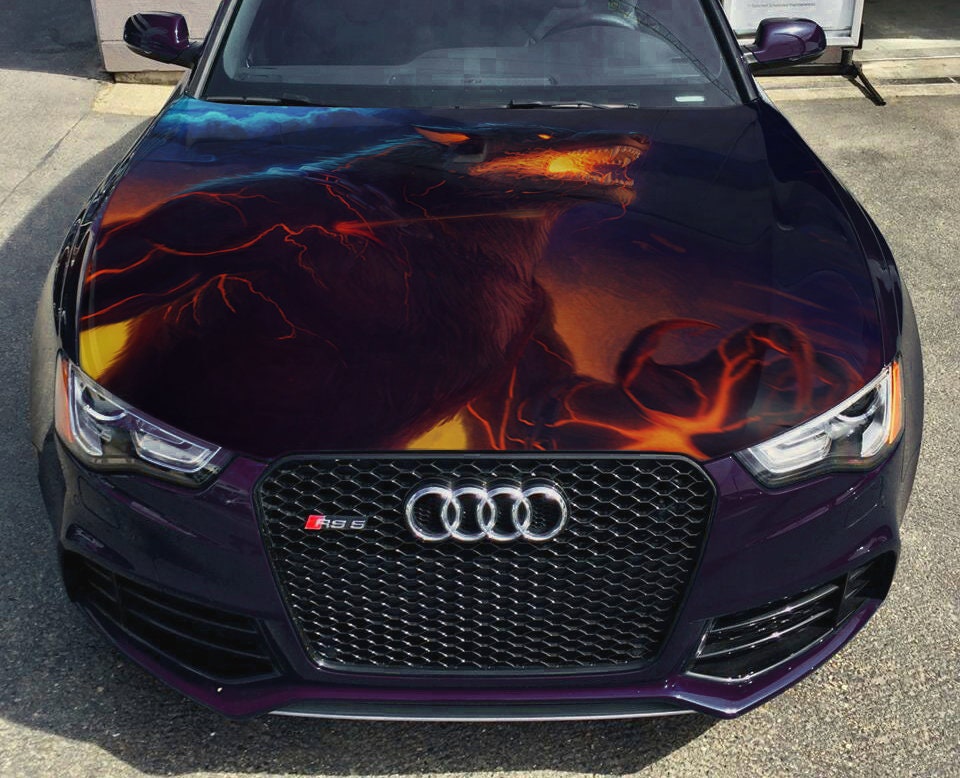 Vinyl Car Hood Wrap Full Color Graphics Decal Werewolf Wolf Etsy