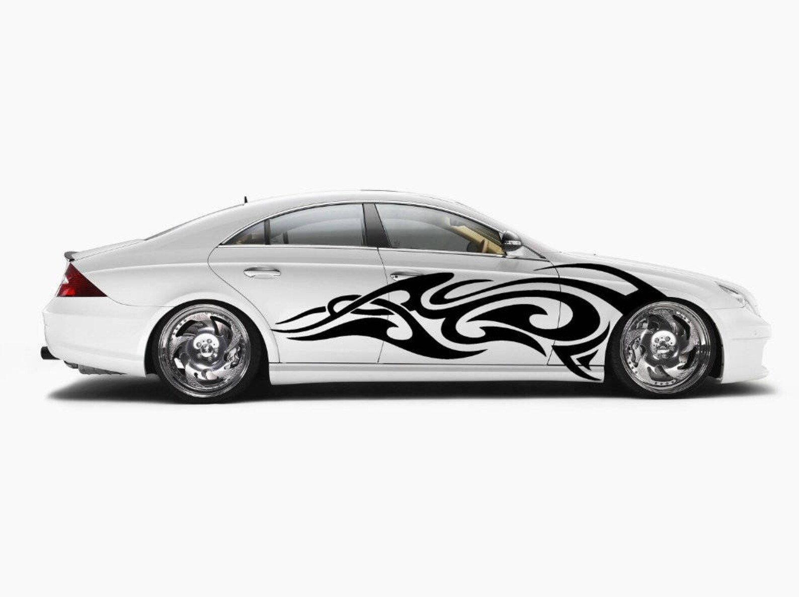 Vinyl Car Side Body Graphics Decal Sticker Flame Trible Black Etsy