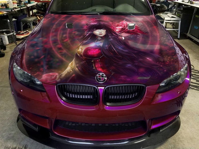 Vinyl Sticker Car Hood Wrap Full Color Graphics Anime Girl | Etsy
