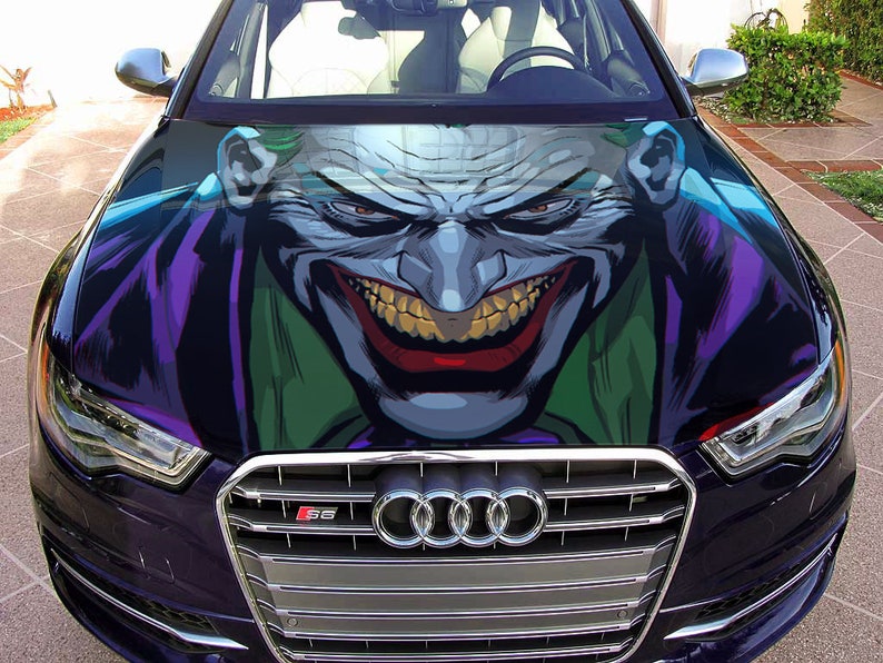 The Joker Vinyl Car Hood Sticker Full Color Graphics Wrap Etsy