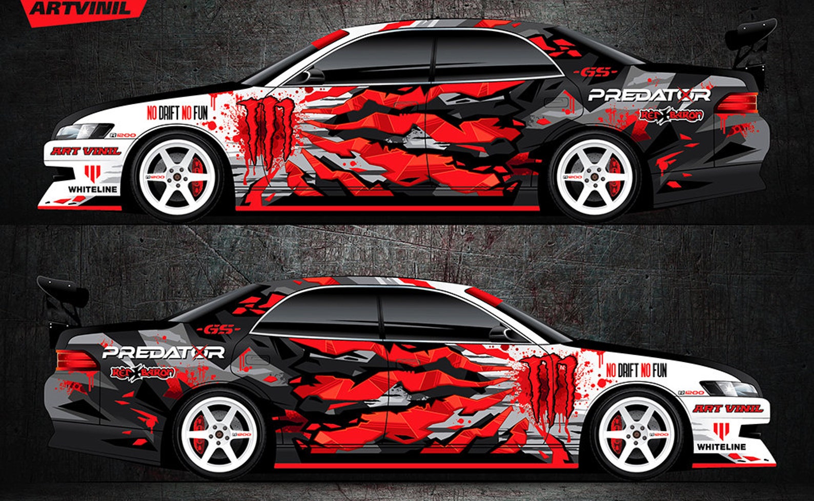 Car Side Full Color Vinyl Sticker Custom Body Decal Monster image 0.