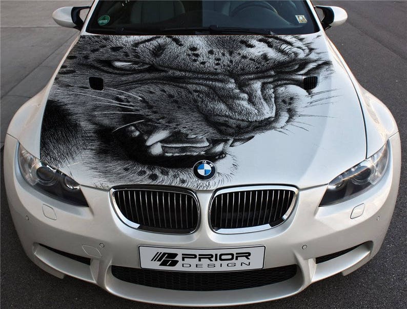 Vinyl Car Hood Full Color Wrap Graphics Decal Snow Leopard Etsy