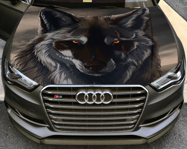 Wolf Vinyl Car Hood Sticker Full Color Graphics Wrap Predator Etsy