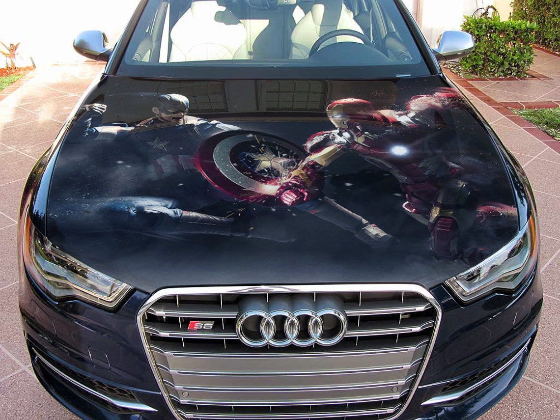 Vinyl Car Hood Wrap Full Color Graphics Decal Captain America Etsy