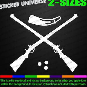 Rifle Black Powder Horn & Musket Balls Car Window Decal Sticker 216 image 1