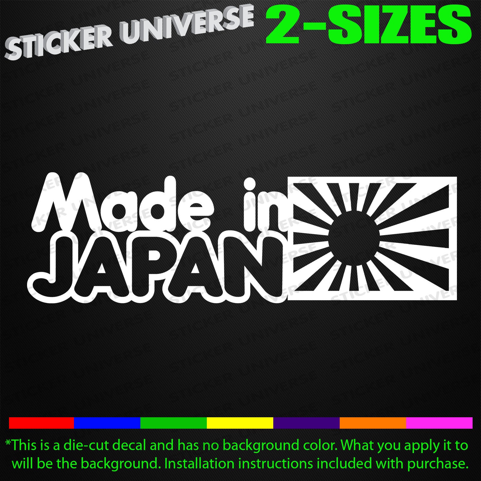 Made In Japan Rising Sun Sticker, Select Size, Outdoor Durable JDM Flag