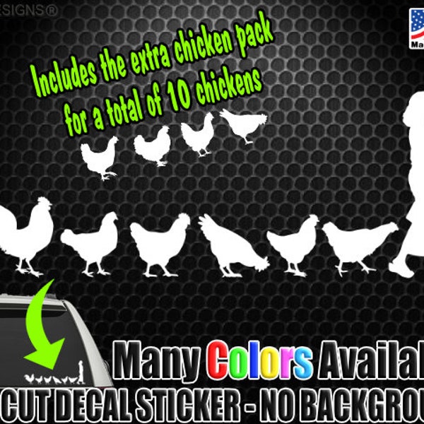 Crazy Chicken Lady Chickens Follow Woman Funny Window Decal Bumper Sticker Farm Animals Cluck Hen 1391