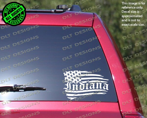 Indiana Distressed Flag State Car Window Decal Bumper Sticker | Etsy