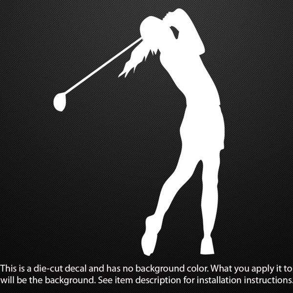 Female Golfer Swinging Die Cut Vinyl Decal Sticker 3"X4.25" Golfing Golf Club 70