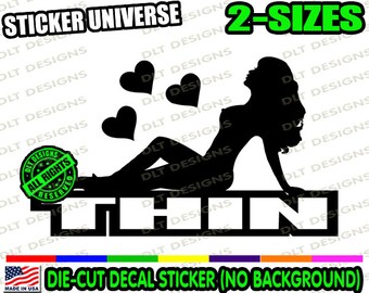 THIN Hearts Naked Mudflap Women Car Window Decal Bumper Sticker JDM Thick 0889