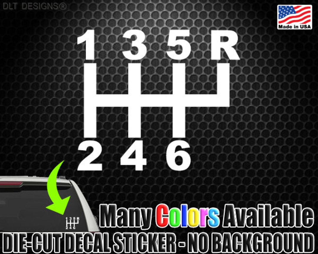 STICK SHIFT Gear Selection Diagram Reverse Top Right Car Window Decal