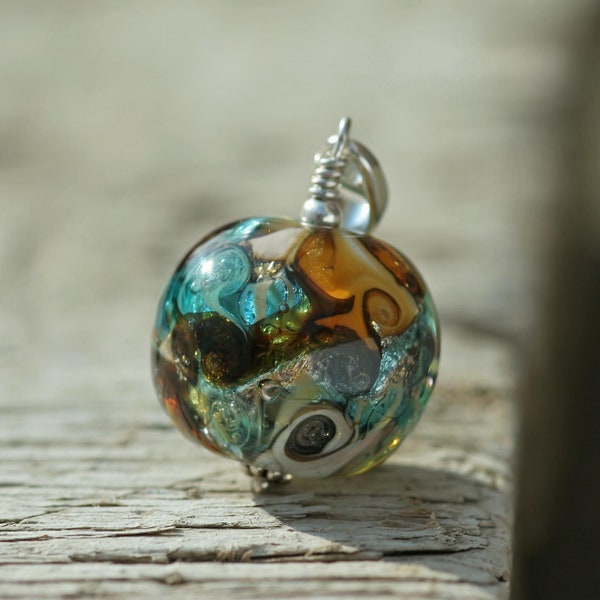 Pendant Lampwork and silver Jewelry Lampwork pendant Earrings Lampwork handmade glass bead