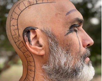 Floki Head Tattoo Vikings for Cosplay. Includes Both Sides of the Head