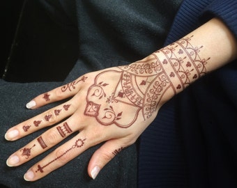 Henna Temporary Tattoo. Pack of 2. Water transfer tattoo. Last 1-2 days