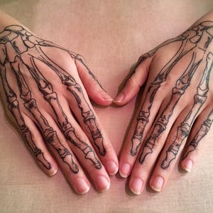 Coco Skeleton hands temporary tattoos for cosplay. Skull image 1