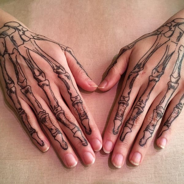 Coco Skeleton hands temporary tattoos for cosplay. Skull