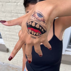 Halloween Monster Temporary Tattoo, Creepy Scary Tattoo