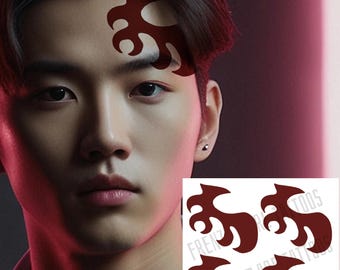 Tatuajes temporales de Tanjiro para cosplayers: 4 copias (versión redondeada)