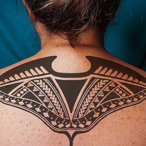 Stingray Grandma Tala Temporary Tattoo for Cosplayers. Manta Ray Tattoo. Polynesian Tattoo Design