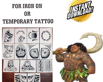 Size Large. Maui Costume Instant Download for Iron On or Temporary Tattoo. DIY print it from home. No shipping required