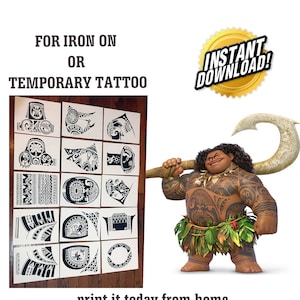 Size XL. Maui Costume Instant Download for Iron On or Temporary Tattoo. DIY print it from home. No shipping required