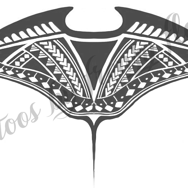 Téléchargement numérique Stingray grand-mère Tala Tattoo Design. Imprimez depuis chez vous. Conception de tatouage polynésien