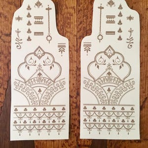 Henna Temporary Tattoo. Pack of 2. Water transfer tattoo. Last 1-2 days image 2