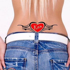 Tramp Stamp Temporary Tattoo, Funny Tattoo for Costume. 3 copies in different sizes